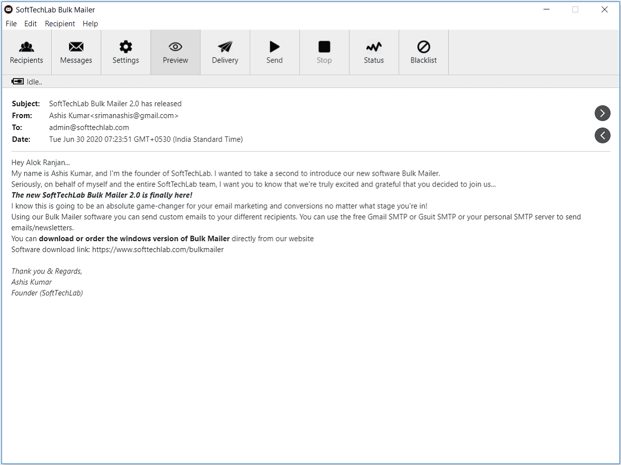 Email Preview